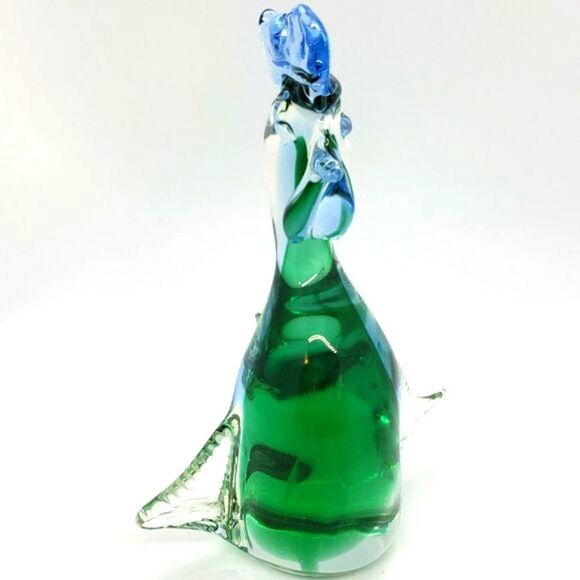 Vintage Murano Green Blue Sommerso Art Glass Rooster - Picture 5 of 16
